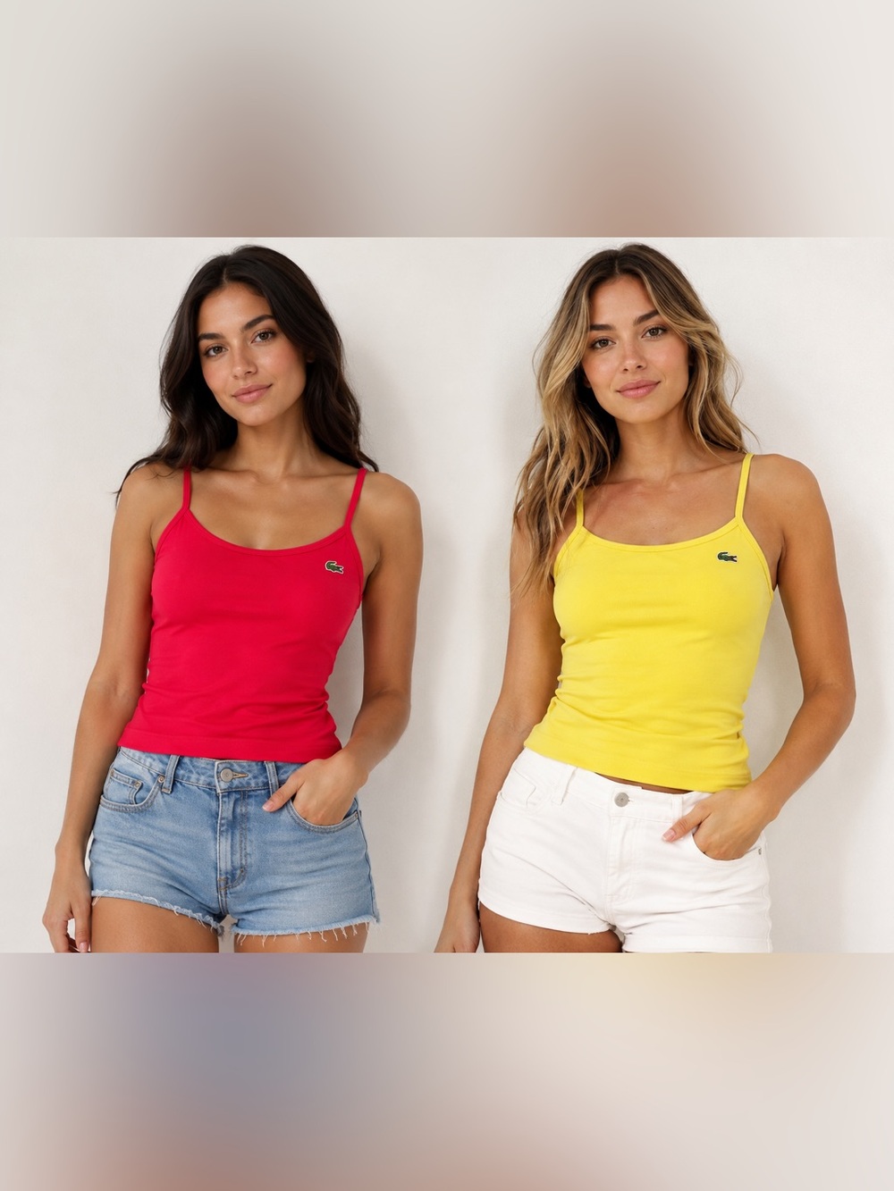 Lacoste Women’s Tank Tops Bundle Size 36 Pink & Yellow Croc Logo